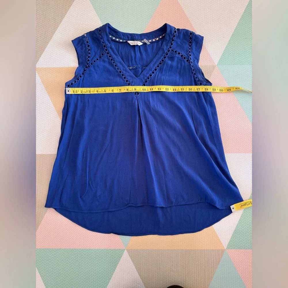 Rebecca Taylor Deep Blue Blouse with Lace Accents - Picture 5 of 9